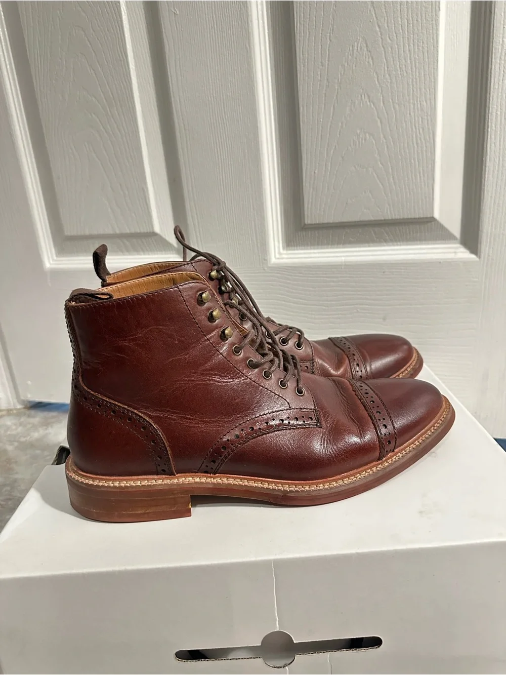 ALDO Brown Leather Cap-Toe Brogue Boots